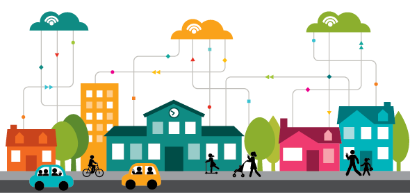 wireless connection of neighborhood illustration