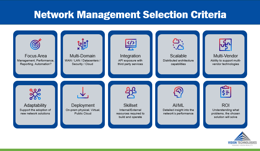 Network Management Selection Criteria