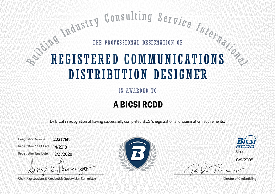 RCDD Certificate