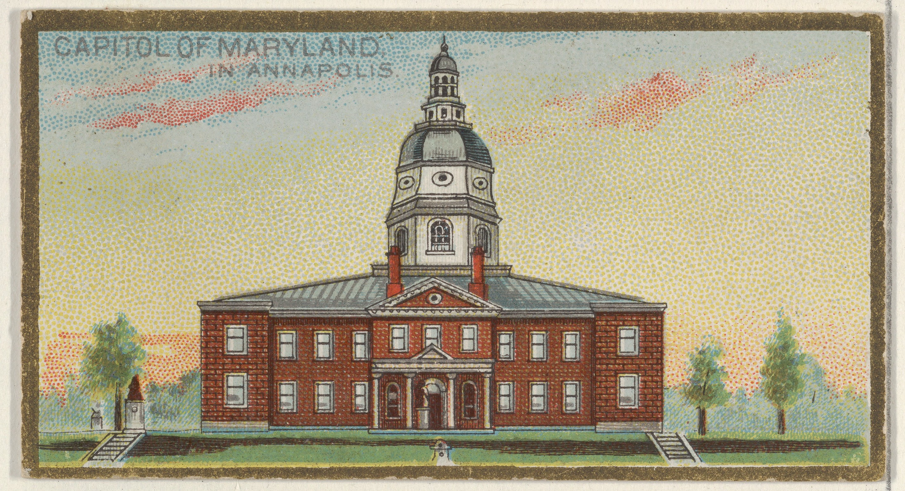 Capitol of Maryland 1889 color lithograph – Public domain image – credit: Metropolitan Museum of Art