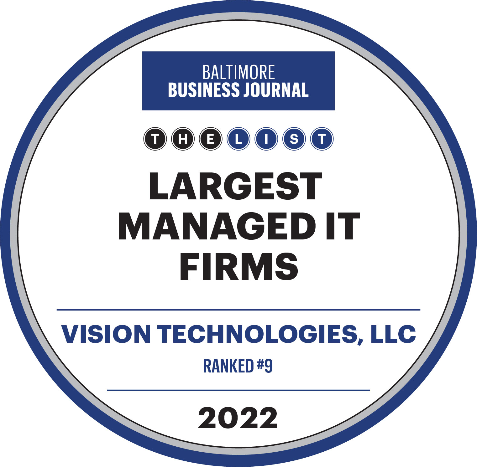 2022 BBJ Largest Managed IT Vision Award