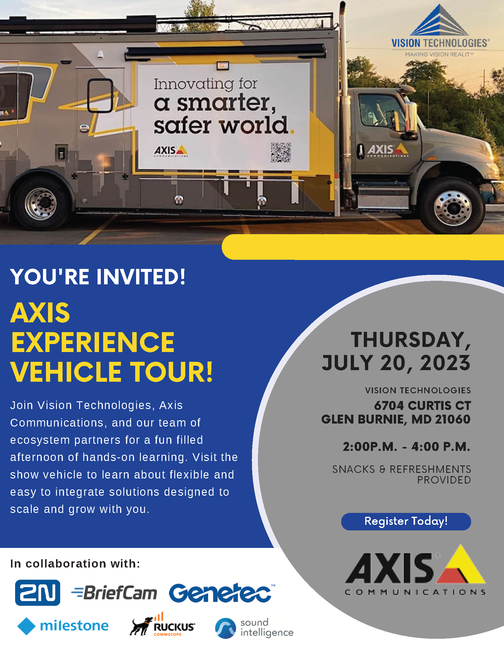 invitation to the Axis Experience Vehicle Tour at Vision Technologies