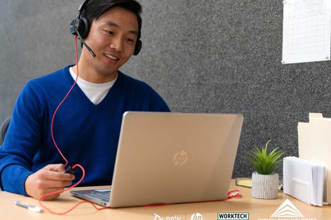 hybrid working person