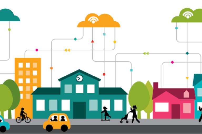 wireless connection of neighborhood illustration