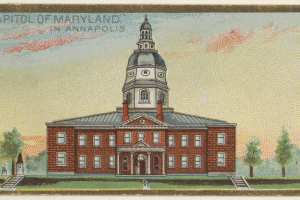 Capitol of Maryland 1889 color lithograph – Public domain image – credit: Metropolitan Museum of Art 